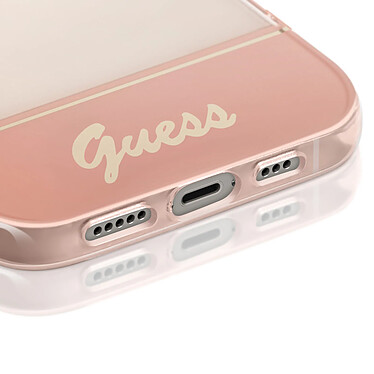 Acheter Guess Coque pour iPhone 14 Design Translucide avec Bijou Perles Rose