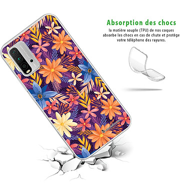 Avis LaCoqueFrançaise Coque Xiaomi Redmi 9T 360 intégrale transparente Motif Fleurs violettes et oranges Tendance