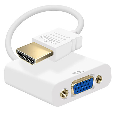 Avizar Adaptateur HDMI Mâle vers VGA Femelle Qualité Image HD 1080p Compact 20cm  blanc