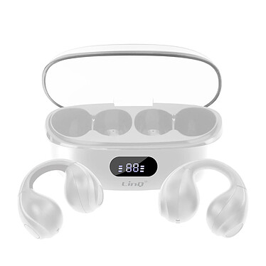 LinQ Écouteurs Bluetooth Conduction Aérienne Sans Fil Design Clip On Micro Blanc