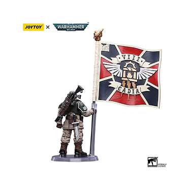 Avis Warhammer 40k - Figurine 1/18 Astra Militarum Cadian Command Squad Veteran with Regimental Stan