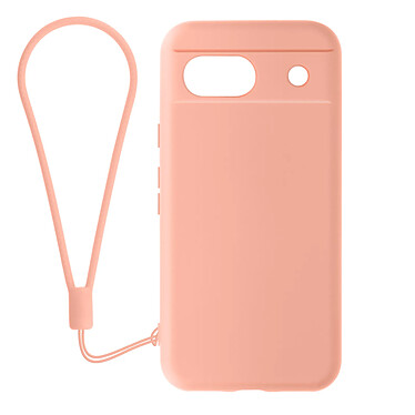 Avizar Coque pour Google Pixel 8A Silicone Finition Soft-touch avec Dragonne Rose Poudré