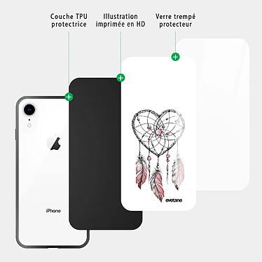 Acheter Evetane Coque en verre trempé iPhone Xr Attrape coeur