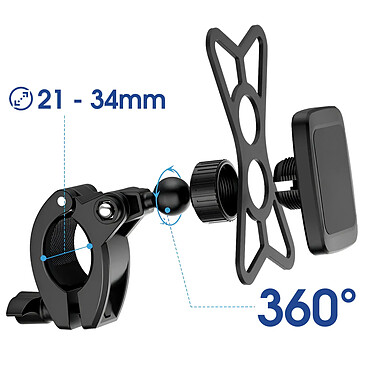 Acheter Blue Star Support Vélo Magnétique pour Téléphone Fixation Guidon Rotatif 360° Noir