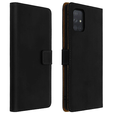 Avizar Housse Samsung Galaxy A51 Cuir Véritable Porte cartes Support Noir