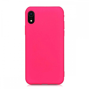 LaCoqueFrançaise Coque iPhone Xr Silicone Liquide toucher doux, Anti Chocs Rose Fluo