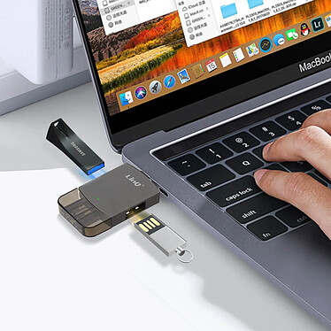 LinQ Adaptateur OTG 2en1 USB-C et Lightning vers USB 3.0 et USB 2.0 Femelles  Transfert de Données pas cher