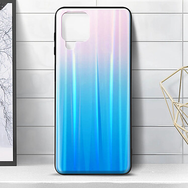 Avizar Coque Samsung Galaxy A12 Bi-matière Holographique Brillant Fine Légère Turquoise pas cher