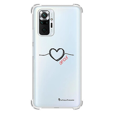 LaCoqueFrançaise Coque Xiaomi Redmi Note 10 Pro Silicone antichocs Solides coins renforcés  transparente Motif Coeur Noir Amour