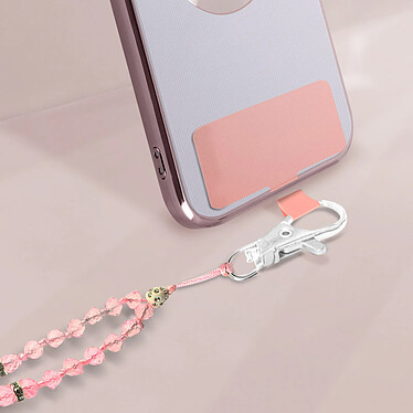 Avizar Cordon pour Smartphone Universel Coque et Étui Pendentif avec perles 74cm  rose pas cher