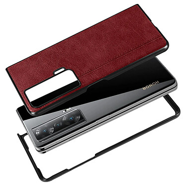 Avizar Coque pour Honor Magic Vs Aspect Cuir Rigide Design Fin  Rouge pas cher