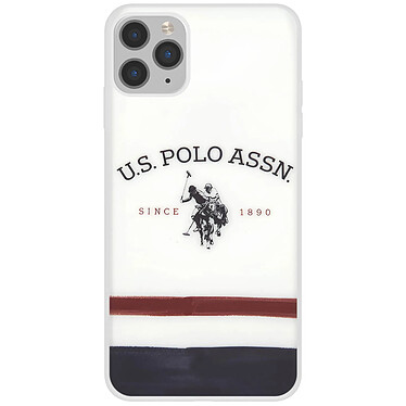 U.S Polo Coque pour iPhone 11 Pro Tricolor Stripes Antichoc Blanc