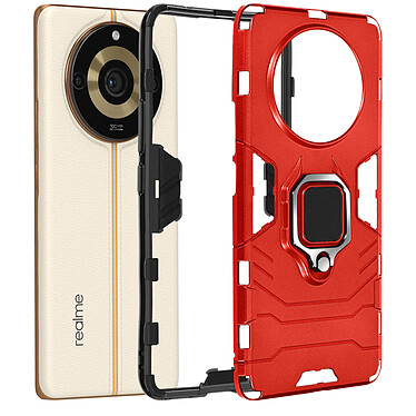 Avizar Coque pour Realme 11 Pro et 11 Pro Plus Hybride Antichoc Anneau Support  Rouge pas cher