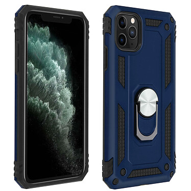 Avizar Coque Apple iPhone 11 Pro Max Antichoc Bi-matière Bague Support Vidéo bleu nuit