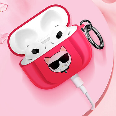 Acheter Karl Lagerfeld Coque pour AirPods Pro Choupette Antichoc avec Anneau Fuchsia