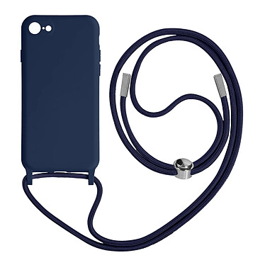 Avizar Coque Cordon pour iPhone 7, 8, SE 2020 et 2022 Semi-rigide Lanière Tour du Cou 80cm  Bleu