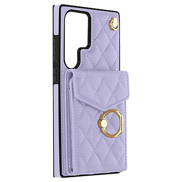 Avizar Coque Cordon pour Samsung Galaxy S23 Ultra Dos Portefeuille Bague Support  Violet Clair