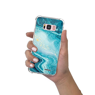 Evetane Coque Samsung Galaxy S8 Plus anti-choc souple angles renforcés transparente Motif Bleu Nacré Marbre pas cher