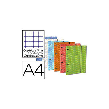 LIDERPAPEL Classeur série multilider 4 anneaux ronds 40mm a4 carton rembordé feuillets mobiles quadrillage 5mm 120f 80g x 2