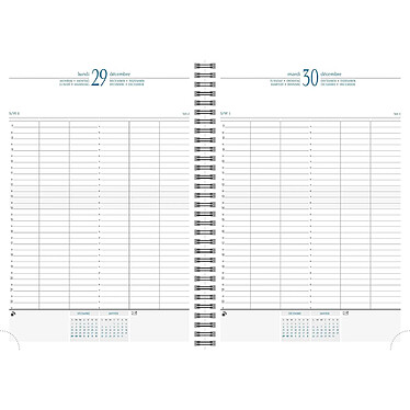 EXACOMPTA Agenda Journalier Time 29W toile bordée Spirale Répertoire 297x210 mm Bleu pas cher