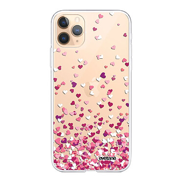 Evetane Coque iPhone 11 Pro silicone transparente Motif Confettis De Coeur ultra resistant