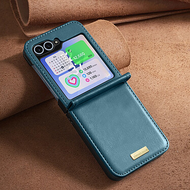 Avis Avizar Coque pour Samsung Galaxy Z Flip 6 Dos Cuir Vegan Intérieur Rigide Bleu Canard