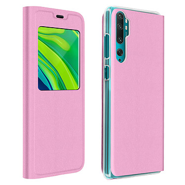 Avizar Étui Xiaomi Mi Note 10 Lite Fenêtre d'Affichage Clapet Folio Ultra-fin rose