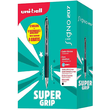 UNI-BALL Stylo roller encre gel SIGNO 207, VALUE PACK, noir