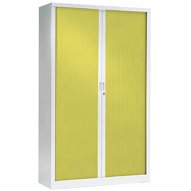 VINCO Armoire Monobloc FUN H198xL120xP43 cm 4 Tablettes Blanc Rideaux Anis