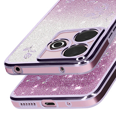 Avizar Coque Silicone pour Xiaomi Redmi 13 Motif Fleurs Pailletées et Strass Lavande pas cher