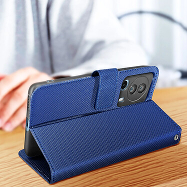 Avizar Étui Folio pour Xiaomi 13 Lite porte-cartes effet croisillons avec dragonne  Bleu pas cher