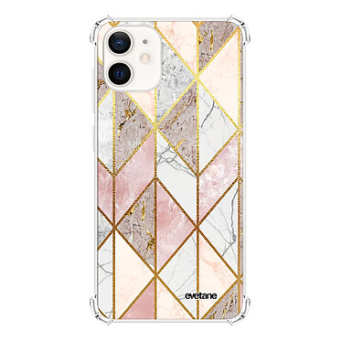 Evetane Coque iPhone 12 mini anti-choc souple angles renforcés transparente Motif Marbre Rose Losange