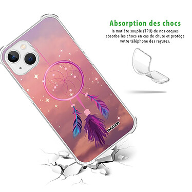 Avis Evetane Coque iPhone 13 Mini anti-choc souple angles renforcés transparente Motif Attrape rêve rose