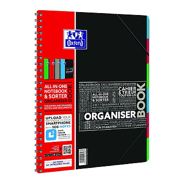 OXFORD Cahier ETUDIANT 'ORGANISERBOOK' A4+ 160 pages 90g ligné Coloris aléatoire