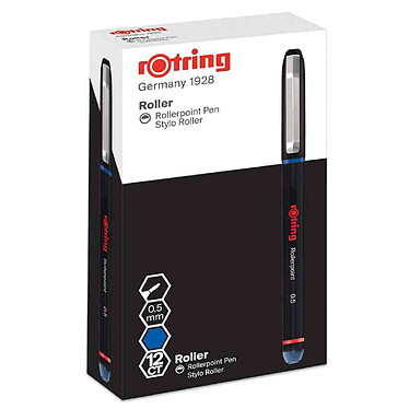 ROTRING Boite de 12 stylos roller Rollerpoint, largeur tracé: 0,5mm, bleu