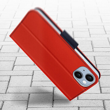 Avis Avizar Étui pour iPhone 14 Simili Cuir Bicolore Portefeuille Fonction Support Vidéo  rouge et bleu