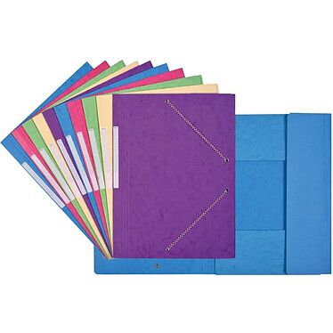 COUTAL Pack 10 Chemises Carte Lustée 24 x 32 cm Rabats et Elastiques Assorties pastel