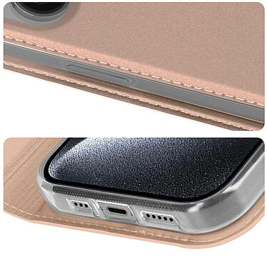 Dux Ducis Étui pour iPhone 15 Pro Clapet Porte-carte Support Vidéo  Rose pas cher