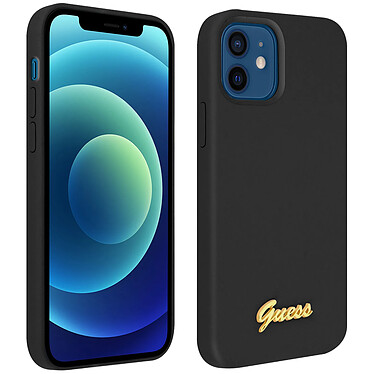 Guess Coque pour iPhone 12 Mini Silicone Gel Soft Touch  Silicone Script Noir