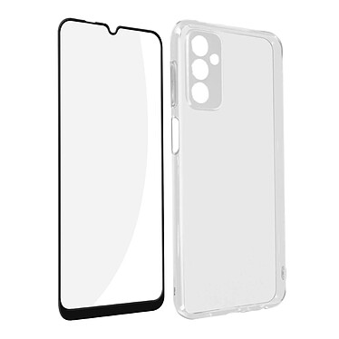 Avizar Coque Samsung Galaxy A23 5G Silicone Souple et Film Verre Trempé 9H Noir/Transparent