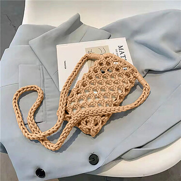 Avis Avizar Sac Bandoulière pour Smartphone en Crochet Tressé  Marron