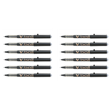 PILOT Stylo Roller Encre Liquide V-BALL 10 Pointe Large Noir x 12