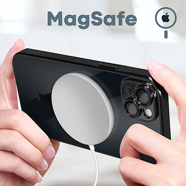 Avis Avizar Coque MagSafe pour iPhone 14 Plus Silicone Protection Caméra  Contour Chromé Noir