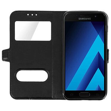 Avis Avizar Housse Samsung Galaxy A3 2017 Etui Double Fenêtre Coque Silicone Gel - noir