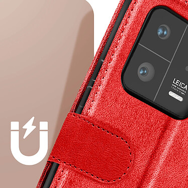 Avizar Étui pour Xiaomi 13 Pro Portefeuille Motif Ligne Fonction Support vidéo  Rouge pas cher