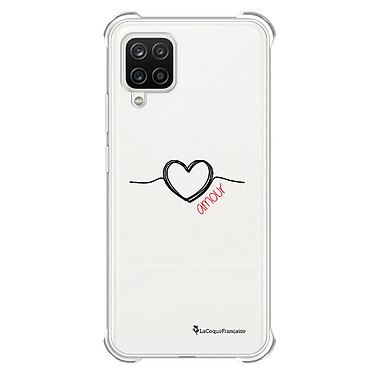 LaCoqueFrançaise Coque Samsung Galaxy A12 Silicone antichocs Solides coins renforcés  transparente Motif Coeur Noir Amour