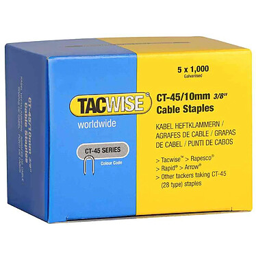 TACWISE Boîte de 5 x 1000 Agrafes pour câble CT-45/10 mm, galvanisé