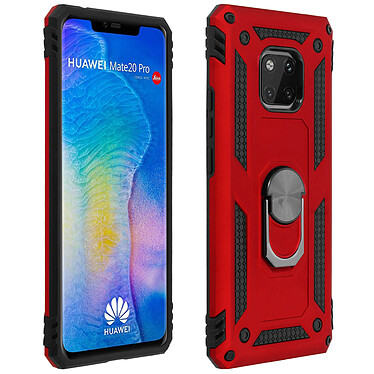 Avizar Coque Huawei Mate 20 Pro Bi matière Rigide Souple Bague Support Vidéo Rouge