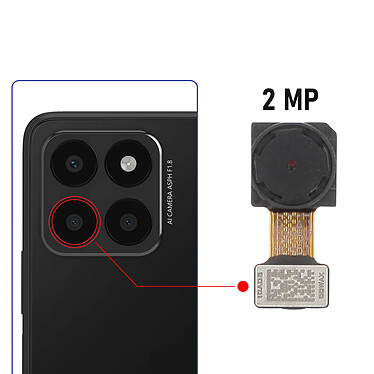 Avis Clappio Caméra Arrière Objectif Macro 2MP pour Honor 70 Lite et X6 Noir