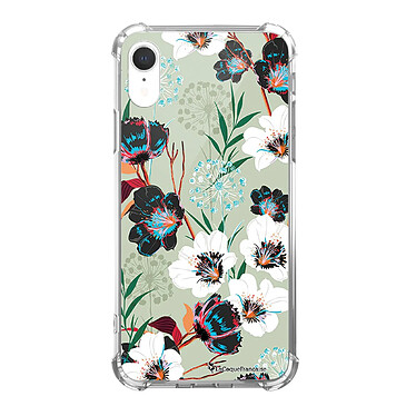 LaCoqueFrançaise Coque iPhone Xr anti-choc souple angles renforcés transparente Motif Fleurs vert d'eau